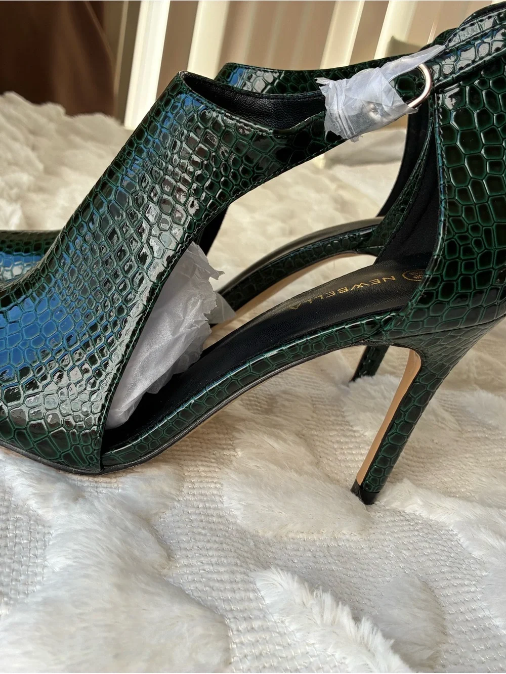 Green Croc-Embossed Women’s Slingback Heels